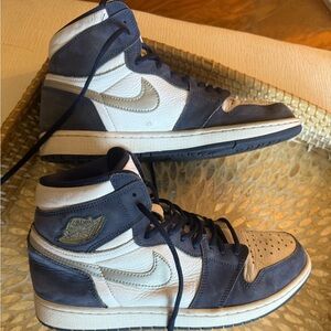 Nike Navy and White High-Top Jordans